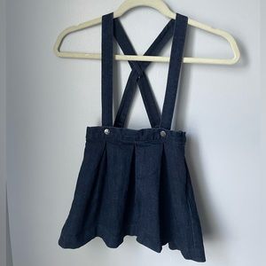 Jacadi Paris little girls denim skirt with suspenders